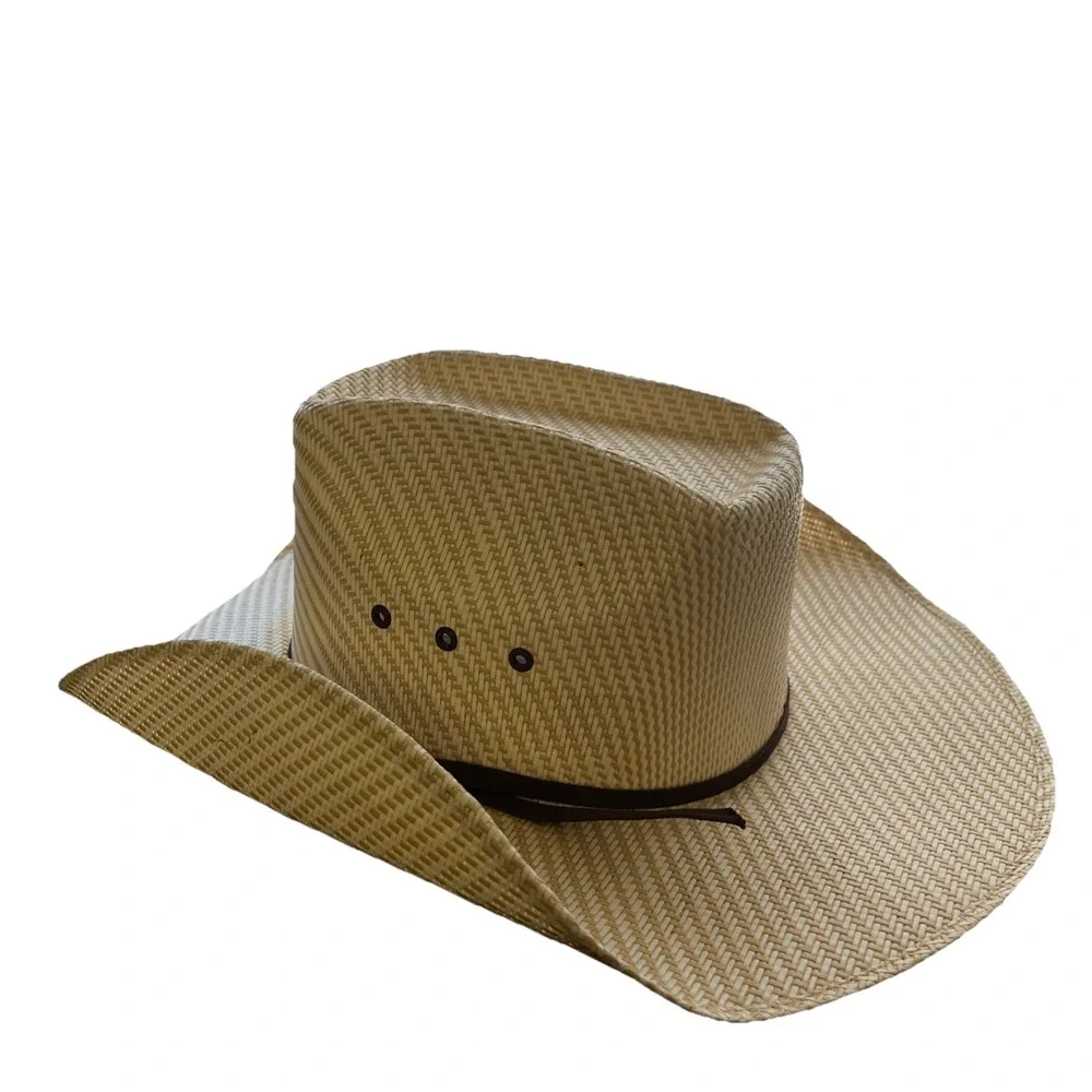 Twister Cowboy‎ Hat Kids L Tan Straw Cattleman Crease Western Woven Sun Hat